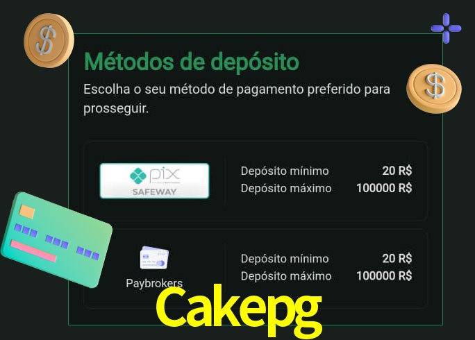 O cassino Cakepg oferece uma grande variedade de métodos de pagamento